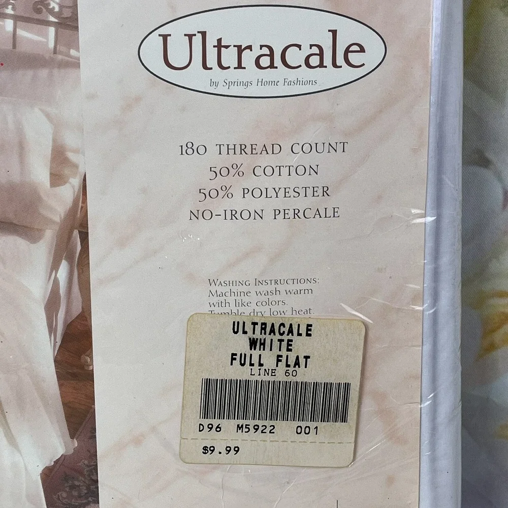 ULTRACALE Full Flat Sheet WHITE Springs Home Fashions No-Iron Made In USA Vtg